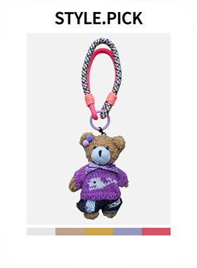 原创紫色小熊包包挂件可爱毛绒玩偶公仔书包挂饰情侣钥匙扣礼物