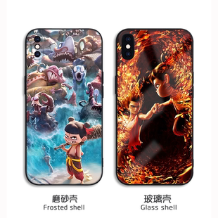魔童哪吒手机壳16plus适用iPhone14promax玻璃vivoX200华为nova13可爱oppoReno10三星s24一加12苹果15pro小米