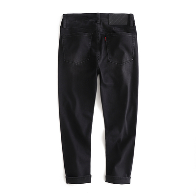 夏季黑色九分牛仔裤男士薄款弹性