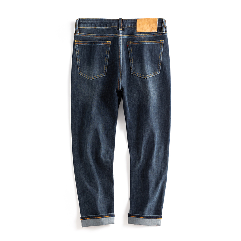 秋冬高端九分蓝灰色牛仔裤男士