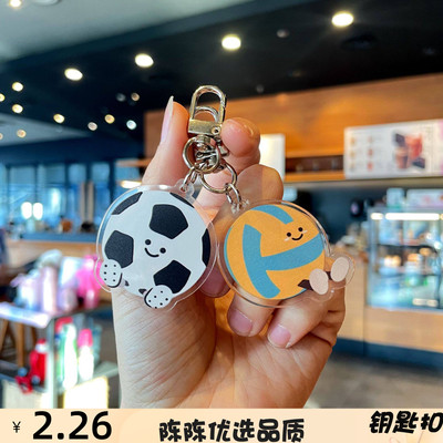 可爱亚克力门扣羽毛球乒乓球足球