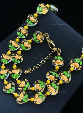 vintage感华丽爱心琉璃点缀花朵