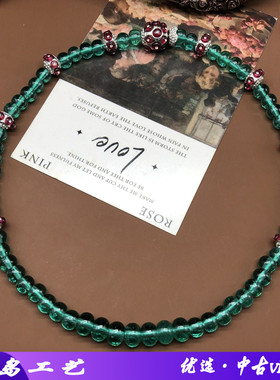 设计感百搭气质绿色琉璃算盘珠串