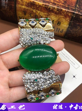 中古设计感铜材质镶嵌莱茵石满钻