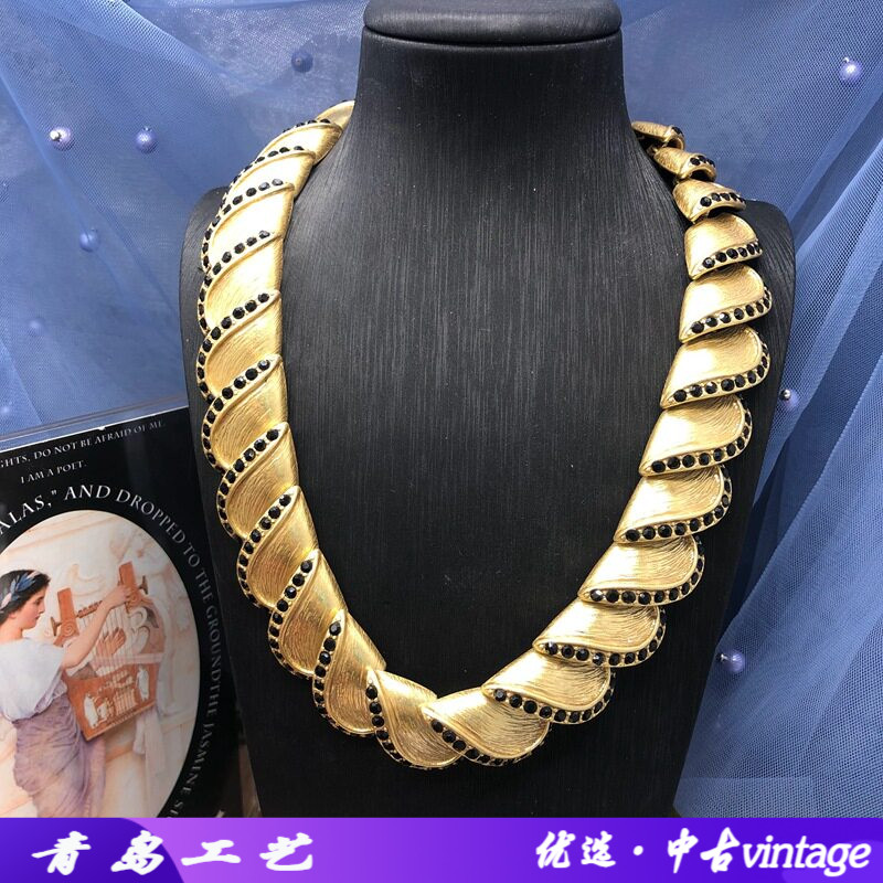 青岛vintage饰品颈链黑色宝石钻