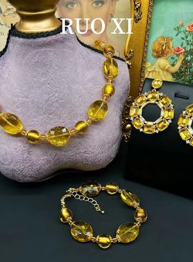 饰品vintage西洋回流黄色系列玻