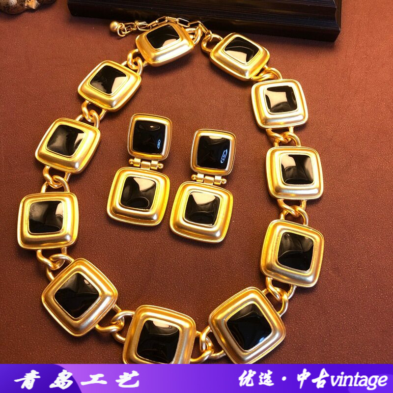 中古滴釉vintage几何时尚百搭套