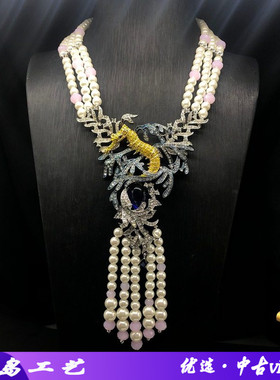 法式复古优雅多层珍珠串珠项链海