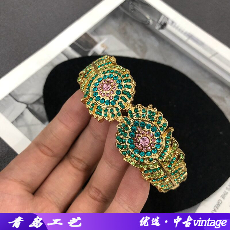 法式轻奢电镀真金彩色莱茵宝石开