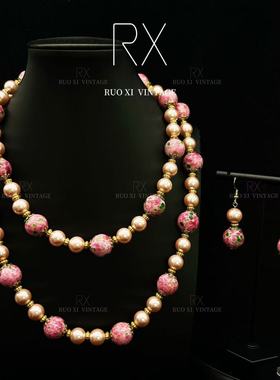 若曦vintage可爱粉色蛙皮长款项