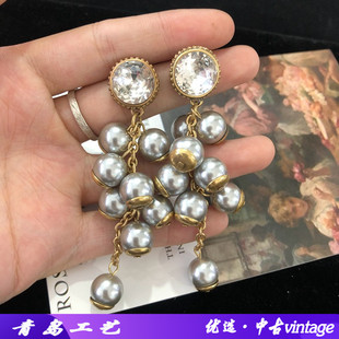 欧美复古风饰品灰色琉璃珍珠手工编织项链手链耳环套装优雅女