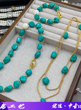 欧美复古优化绿色石头项链个性随