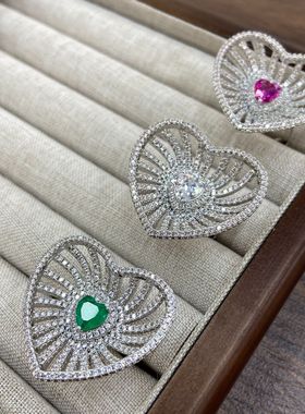 复古重工精致镂空爱心戒指女珠宝