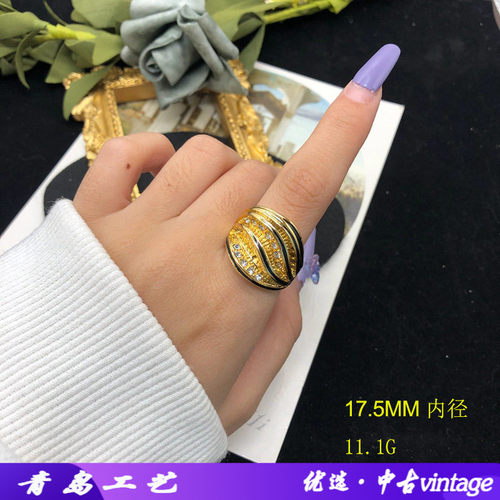 中古戒指小众设计感轻奢风珐琅宝