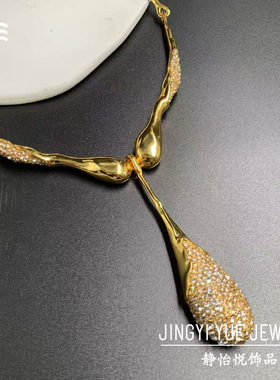 欧美不规则水滴吊坠小众设计感闪