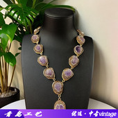 大满串珍珠紫水晶项链时尚 轻奢女款 项链手工镶嵌咖色捷克钻