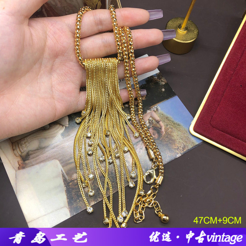 西洋中古vintage饰品铜链镀真金
