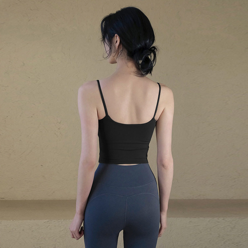 吊带瑜伽服背心女夏外穿跑步带胸垫运动内衣美背普拉提健身上衣