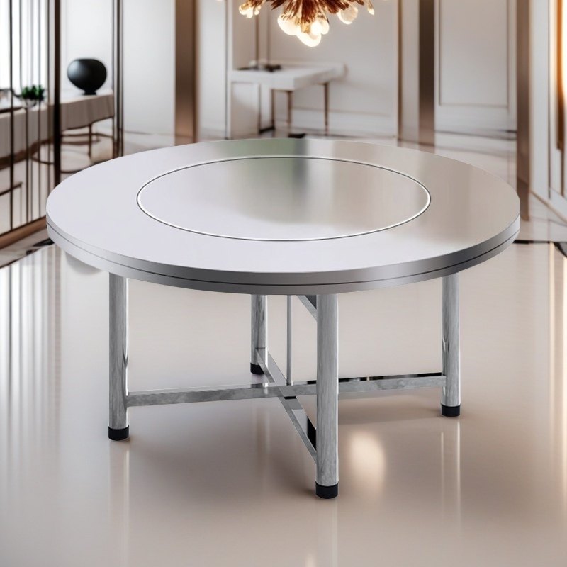304加厚不锈钢圆桌家用餐桌饭桌饭台圆台可折叠免安装可配电磁炉,住宅家具,不锈钢/PVC餐桌,淘宝优惠券,粉丝福利购,淘宝优惠卷