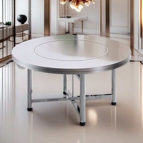 加厚304不锈钢圆桌内置转盘电磁炉一体下沉火锅桌饭桌4