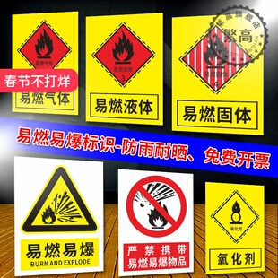 严禁携带易燃易爆物品警示牌 易燃液体标识牌易燃气体固体氧化剂化学品标志牌 易燃易爆危险品告知牌定做
