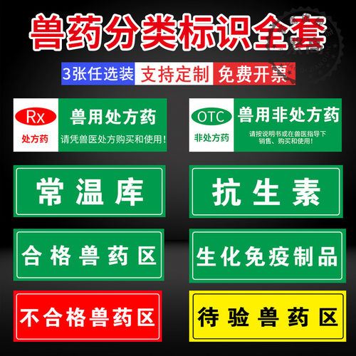 兽药分类标识牌贴纸分区