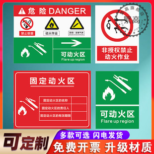 固定动火区非授权动火作业安全风险点告知牌可动火区域标识牌危险警示牌提示牌有限空间安全作业铝板标牌