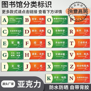 图书馆分类标识牌亚克力类目类别标示提示牌标语贴纸警示牌子温馨提示牌防水防晒专属定制尺寸