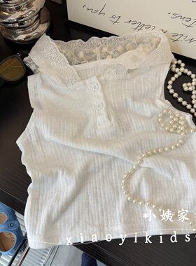 2025夏季潮流无袖蕾丝花边连帽
