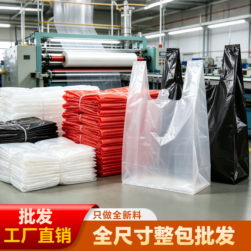 【整包批发】特大号黑色背心塑料袋打孔蔬菜透明红色全尺寸塑料袋