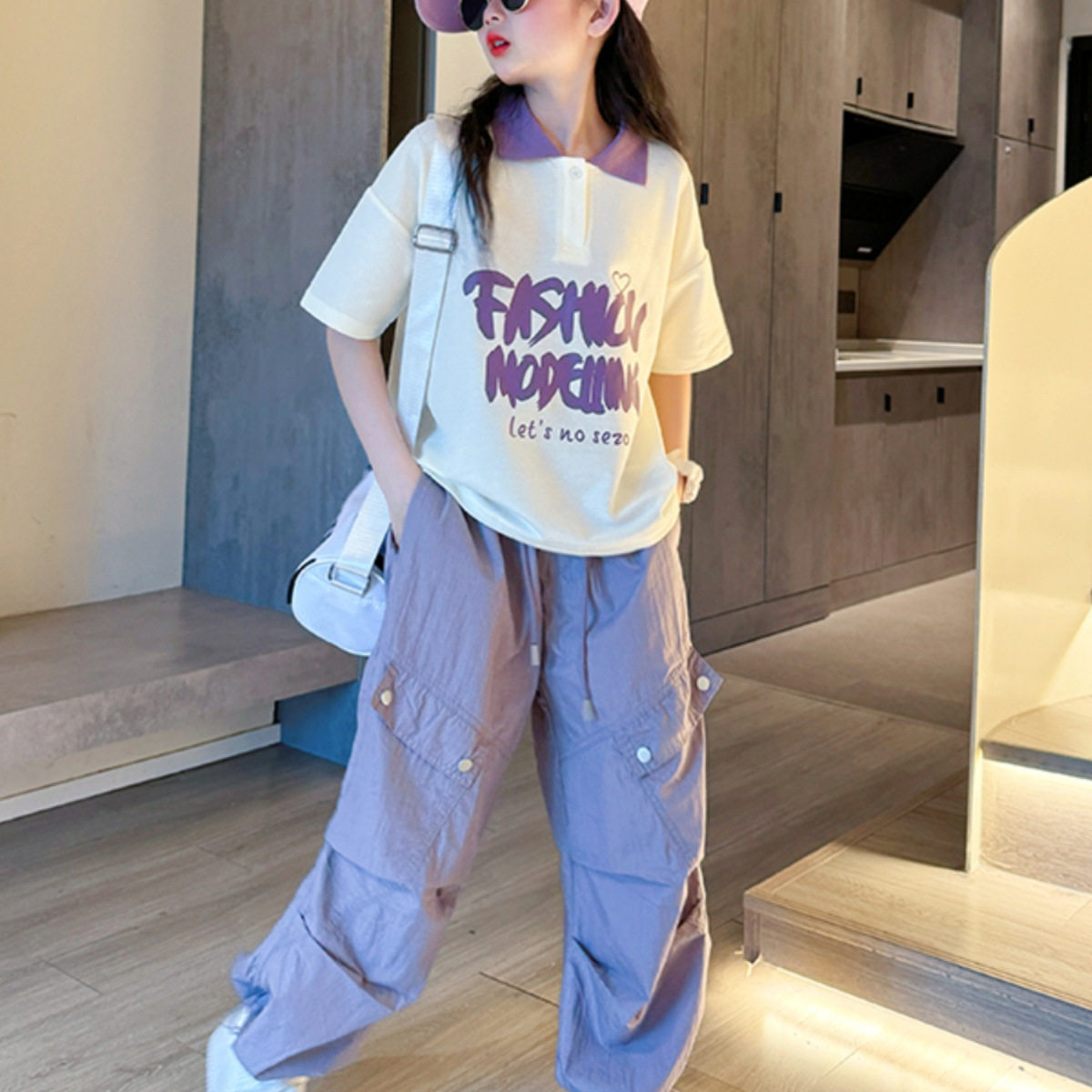 品牌专柜女童夏季时髦运动套装