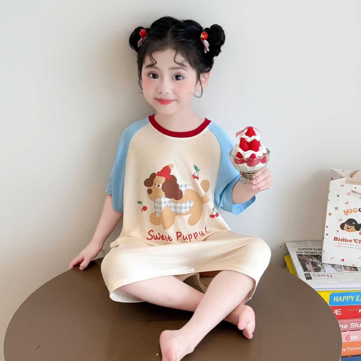 专柜正品新款薄款女童睡裙莫代尔