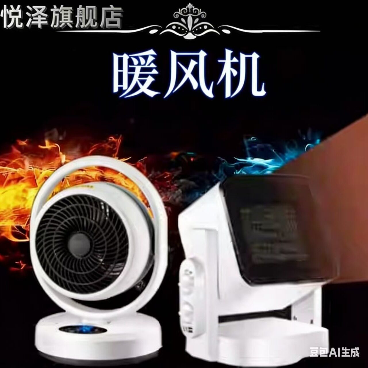 【出口德国】冷暖两用取暖器暖风机空气循环扇家用浴室益度
