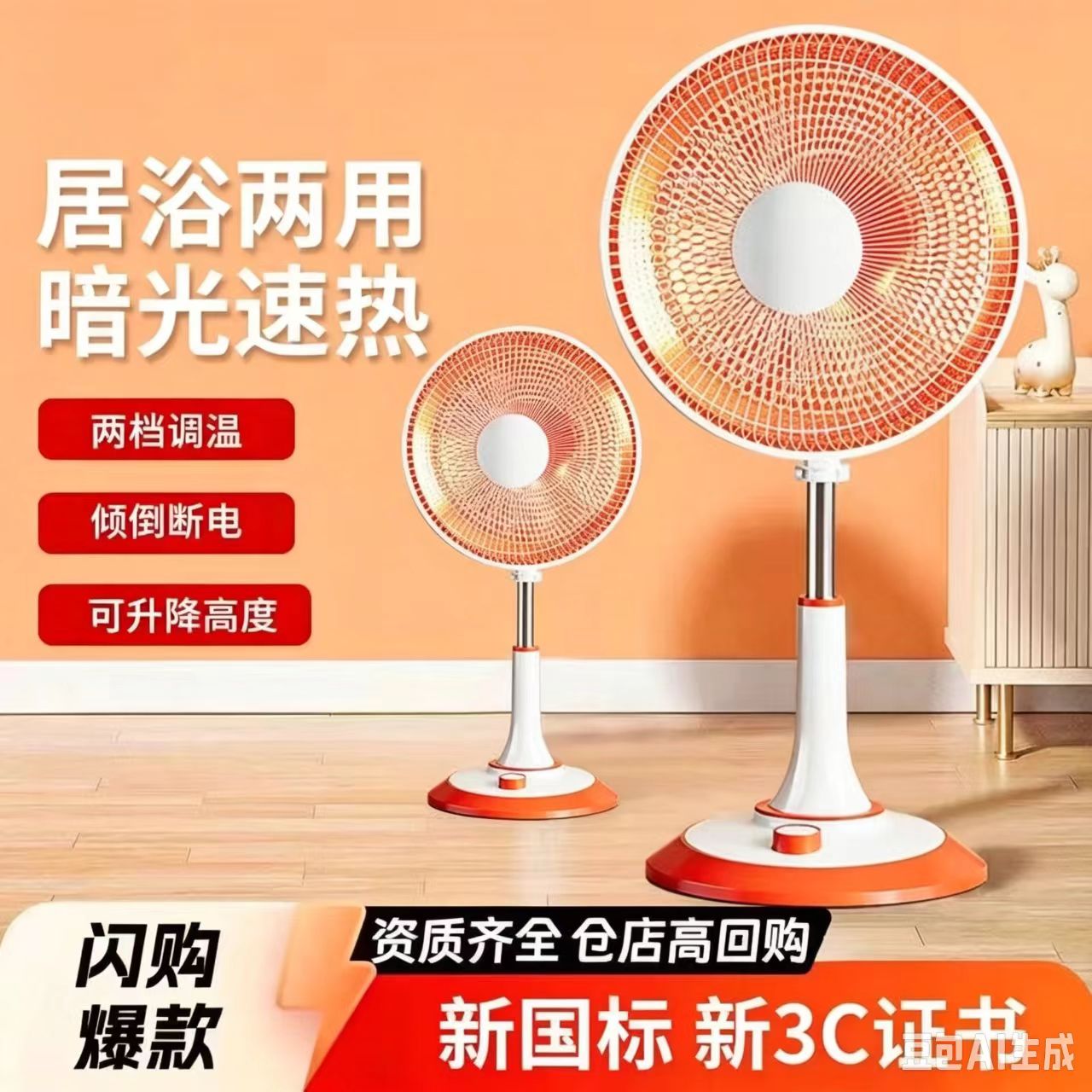小太阳取暖器家用立式浴室速热神器烤火炉烤火器电热扇电暖气