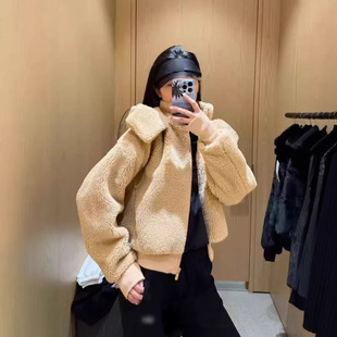 百搭外套 拉链时尚 alo同款 秋冬羊羔绒外套奶油泡芙羊羔毛连帽短款