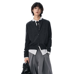 sameuoo散养文化「里度」慵懒风正肩针织衫秋羊毛混纺开衫毛衣女