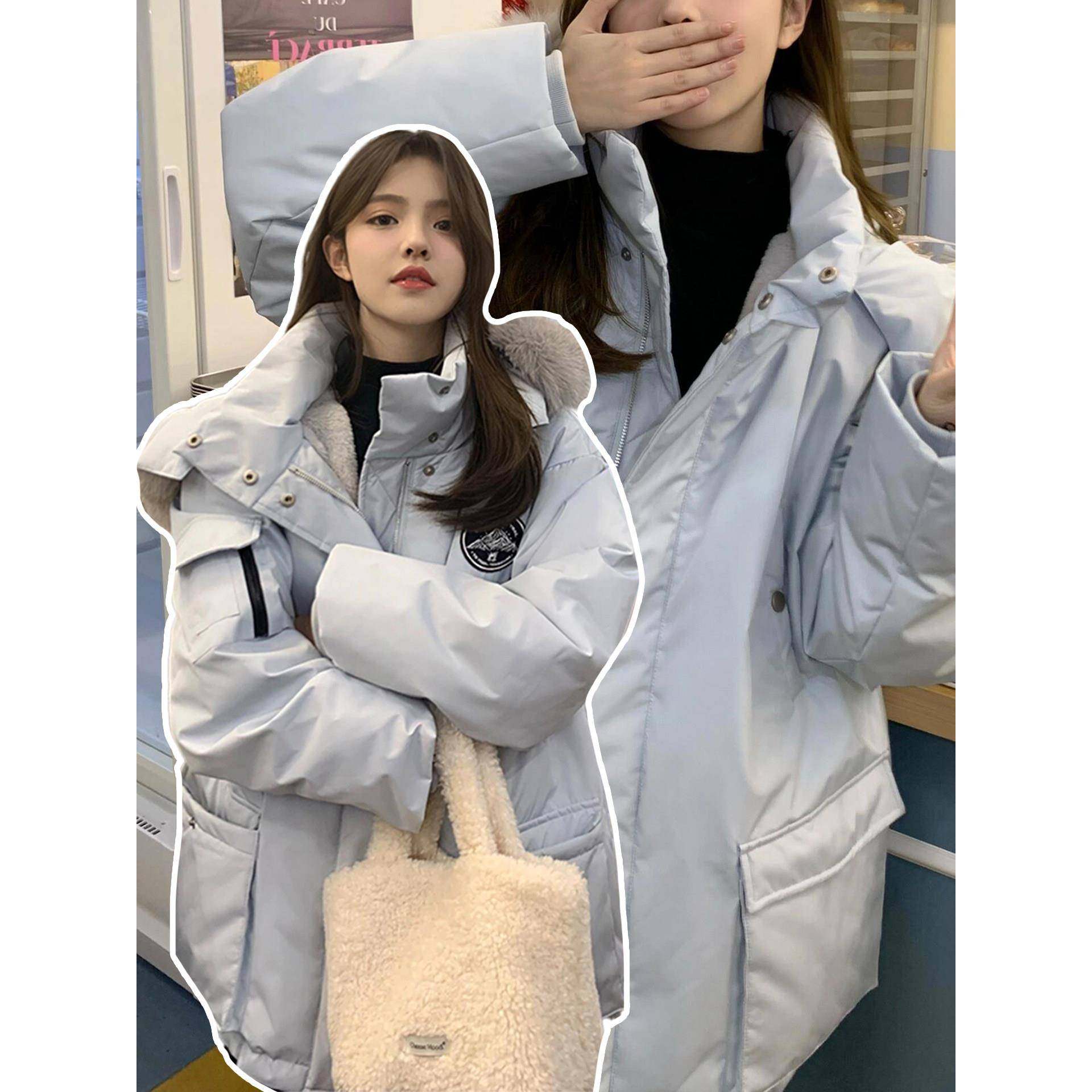 300斤特大码蓝色高级感连帽外套女胖mm秋冬加厚保暖工装棉服上衣,女装/女士精品,大码棉服,淘宝优惠券,粉丝福利购,淘宝优惠卷