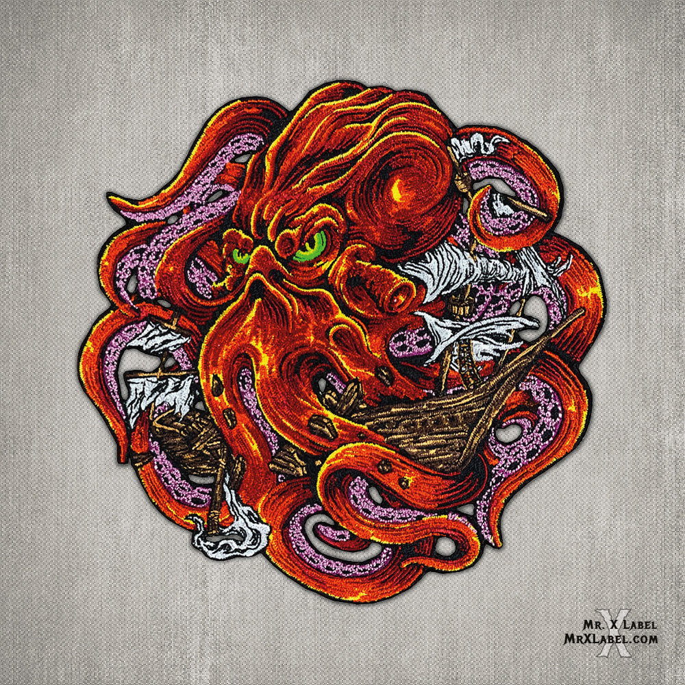 美国MXL KRAKEN RED 红色克拉肯 刺绣魔术贴 士气章