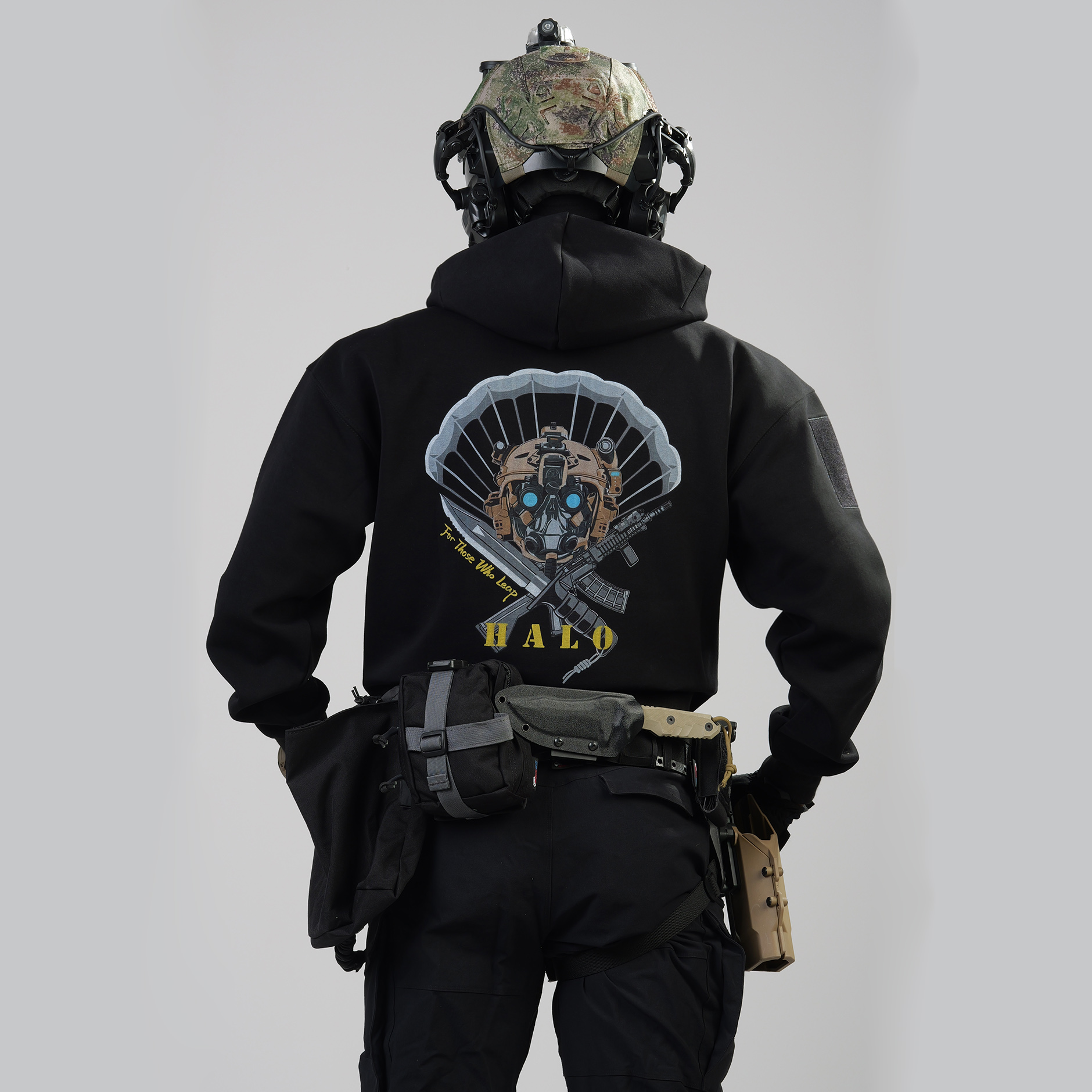 天降突袭 天降者系列H01 先登 伞降军迷健身运动连帽印花卫衣