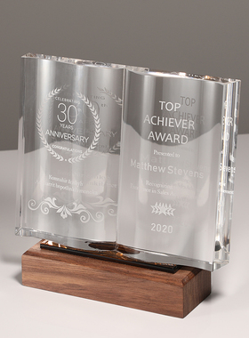 创意书形水晶奖杯定制优秀员工奖牌定做照片退休纪念牌毕业留念