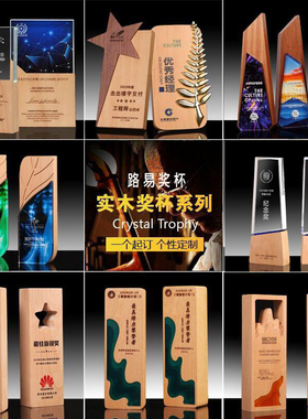 水晶奖杯定制奖牌授权牌定做荣誉比赛颁奖年终会实木创意奖杯制作