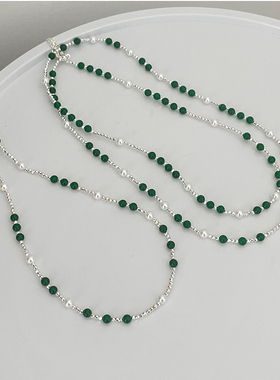 新中式绿色玛瑙串珠项链