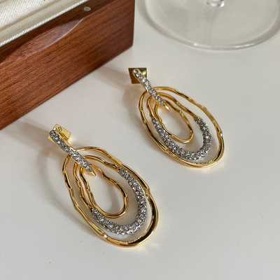 欧美轻奢镀金镶锆镂空耳环