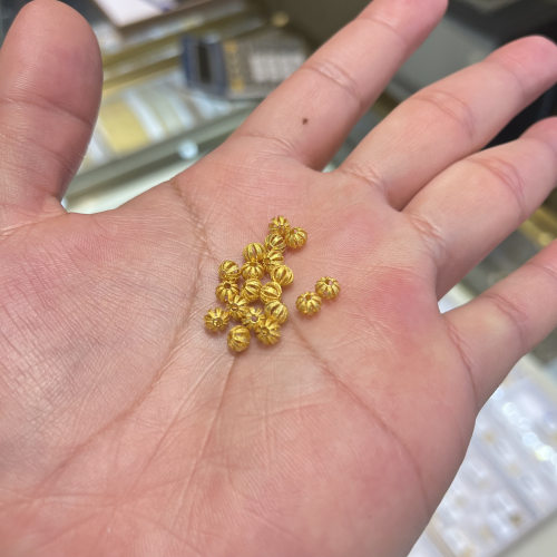 18K金配件5mm左右镂空花丝金珠diy搭配多样性发货发其一双面