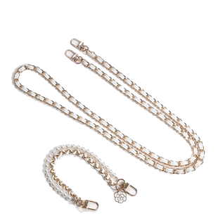 COZZ小香风简约珍珠斜挎手提两用手机壳挂绳挂脖可背手机链条单肩女包防摔带子钥匙扣电话门禁卡金属背带潮流