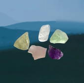 天然五行石水晶五色石一套聚宝盆五色水晶摆件扩香石矿物标本摆件