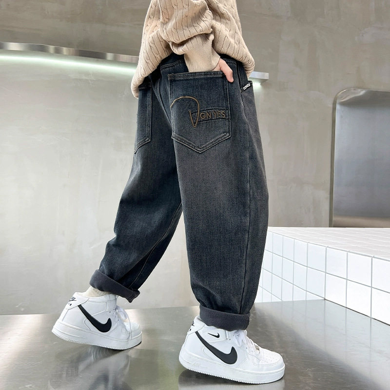 童装男童黑色牛仔裤春秋季新款韩版裤子中大童男孩炸街运动装帅气,童装/婴儿装/亲子装,裤子,淘宝优惠券,粉丝福利购,淘宝优惠卷