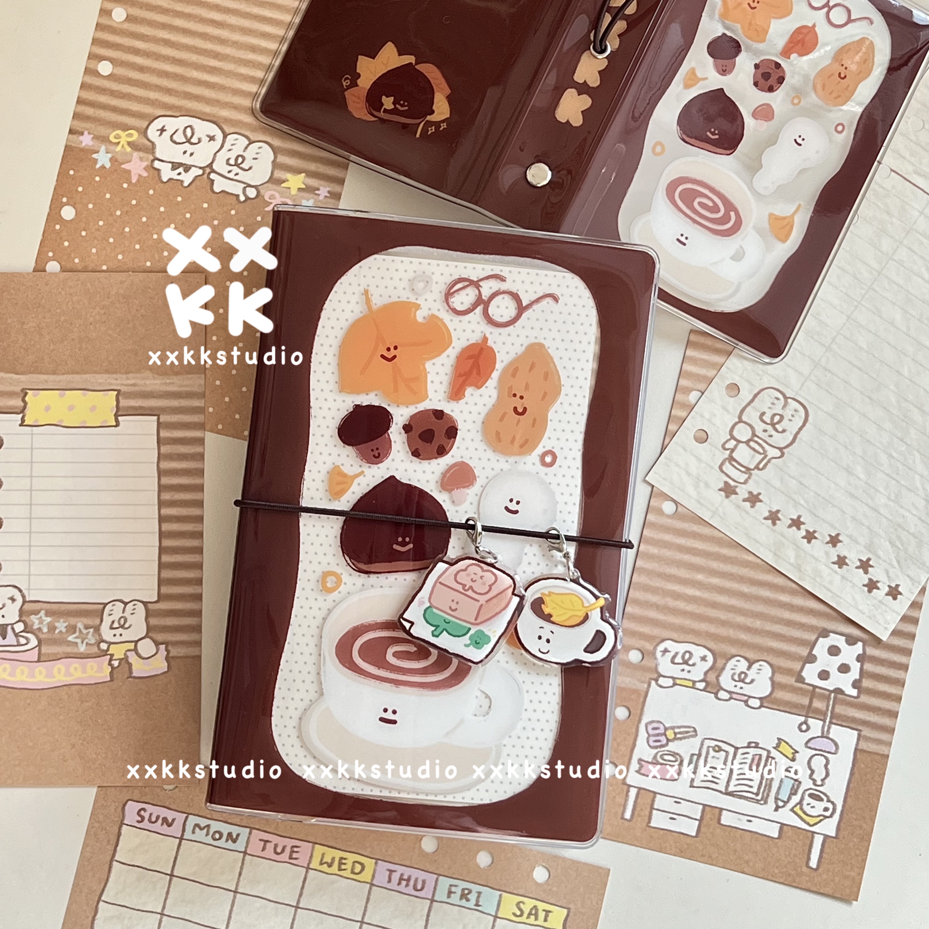 xxkk炫炫酷酷原创栗子咖啡活页手账本pvc手账壳
