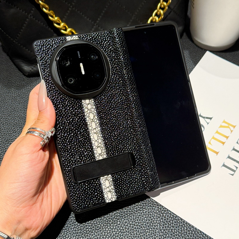 适用华为mateX6手机壳中轴铰链全包套matex5壳x6珍珠鱼眼x5折叠屏x3保护套防摔支架高级感小众个性皮套