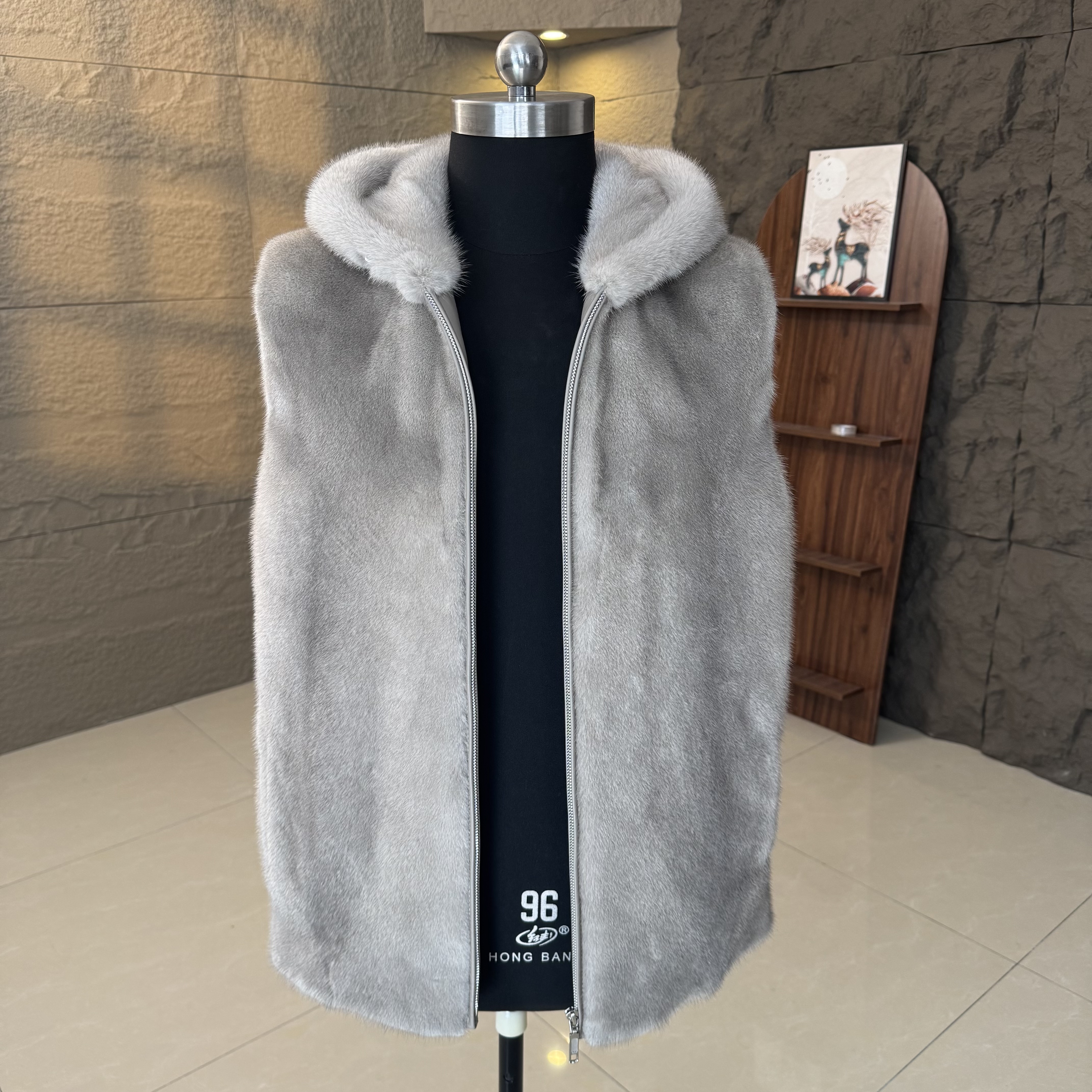 银蓝马甲真貂皮大衣男装整貂